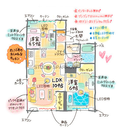 マンション間取り図を描きました イラストの制作や見積依頼ならスタジオスパロウへ