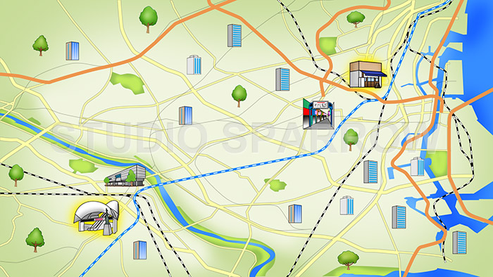 テレビ番組用のイラスト制作 東京地図を描きました イラストの